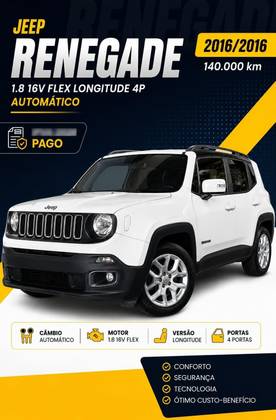 JEEP RENEGADE 1.8 16V FLEX LONGITUDE 4P AUTOMÁTICO JEEP RENEGADE 1.8 16V FLEX LONGITUDE 4P AUTOMÁTICO